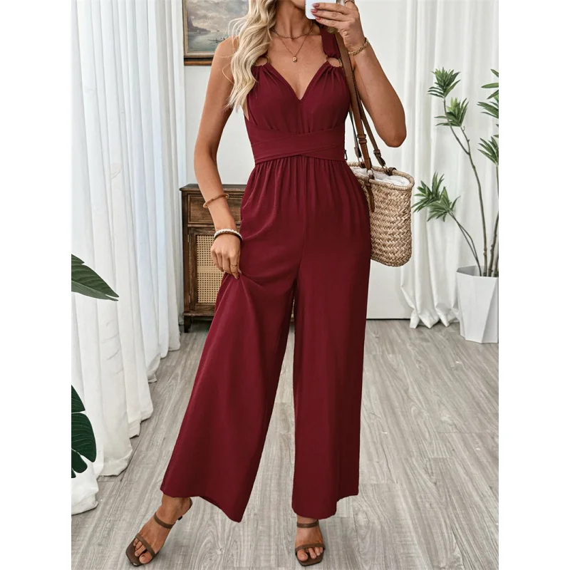 

Женский комбинезон Faion с широкими штанинами и поясом, из смесового хлопка, тонкий, летний, новинка