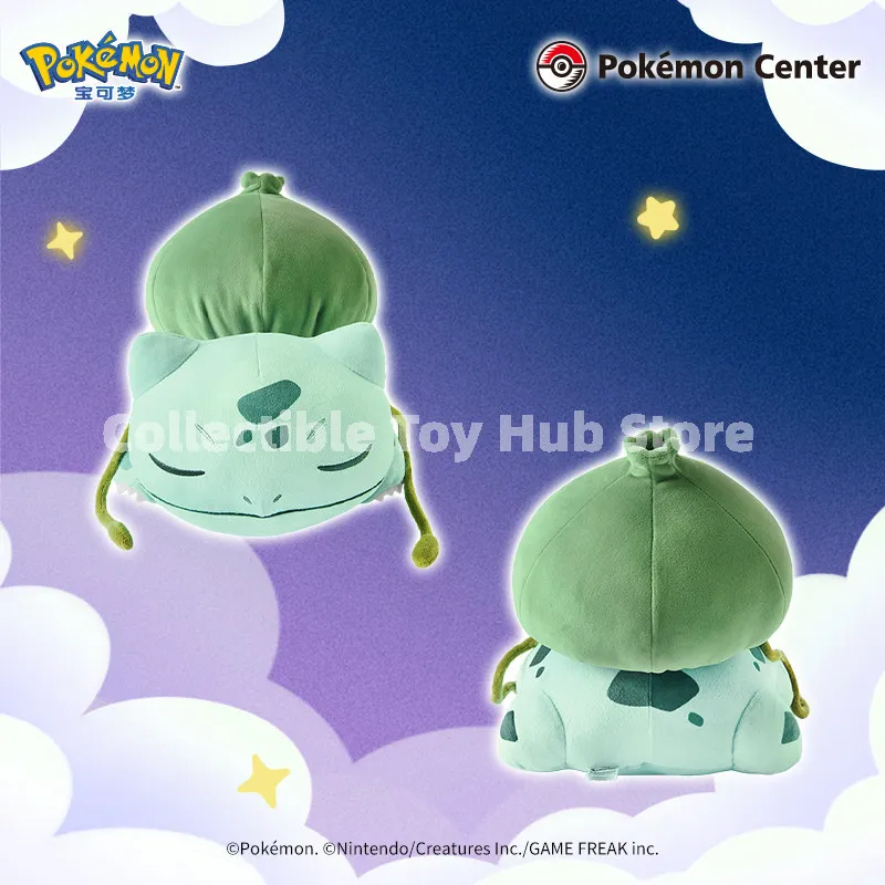 Genuine Pokemon Sleeping Bulbasaur Plush Toy Soft Stuffed Cartoon Character Pillow For Home Bedroom Decoration Collectible Gift