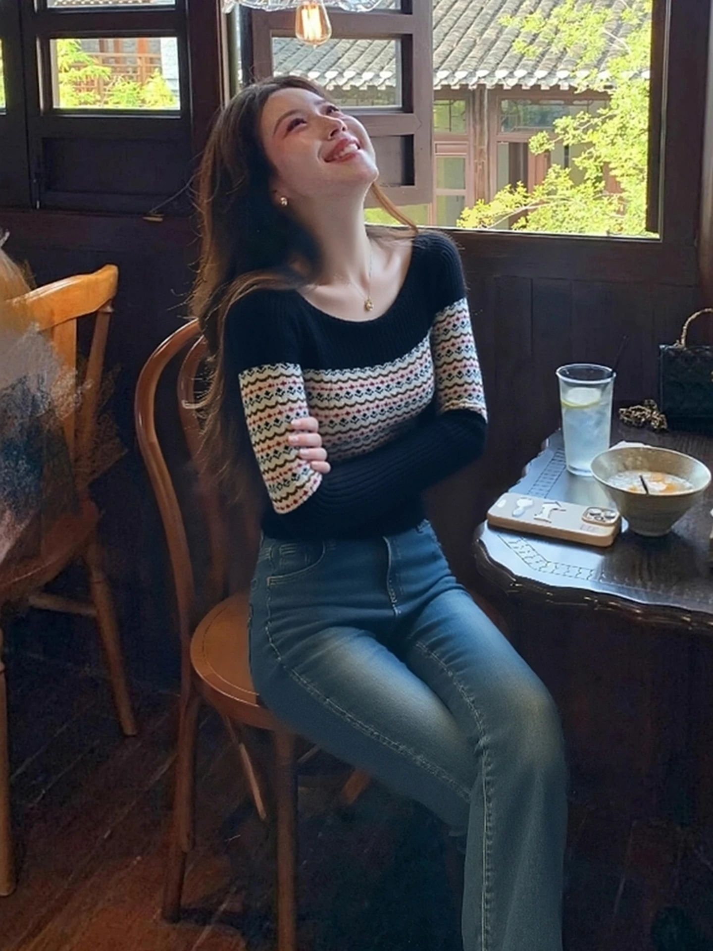 

Корейская свободная трикотажная футболка-блузка для женщин, удлиненная, облегающая, для ношения под одеждой, с эффектом высокого качества, для осени и зимы