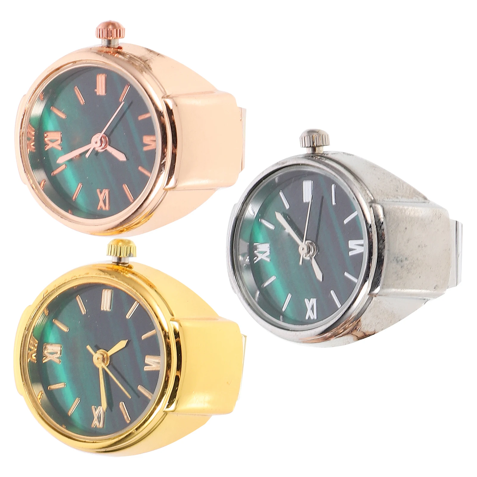 

3 pcs Mini Ring Watch Stainless Steel Detailed Workmanship Decorative Finger Watches Round Design For Girl Boy Casual Jewelry