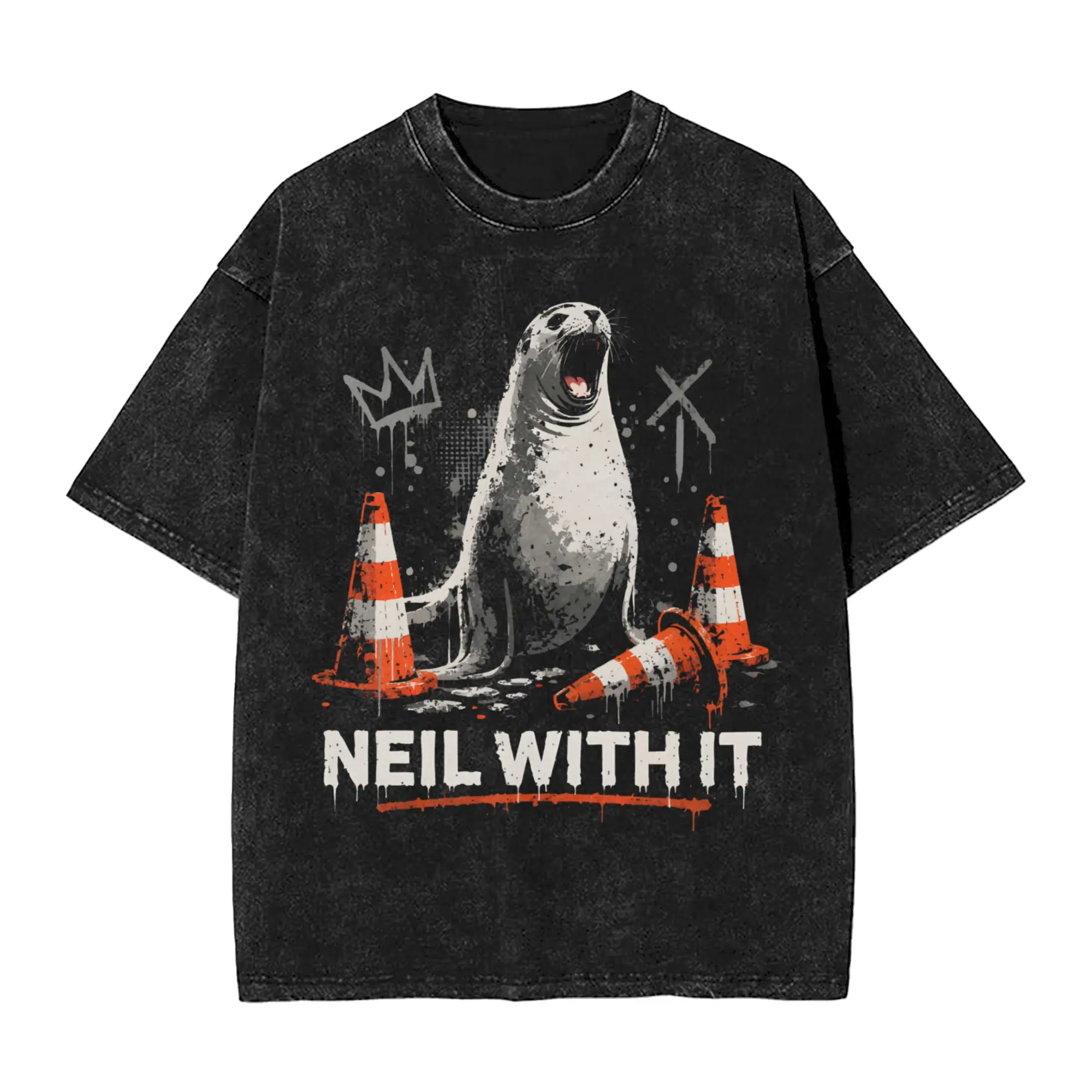 Men Neil the Seal  T-Shirts  Tees Summer Street Style Short Sleeve T-Shirt O-Neck Harajuku Print Tee Shirt Cheap
