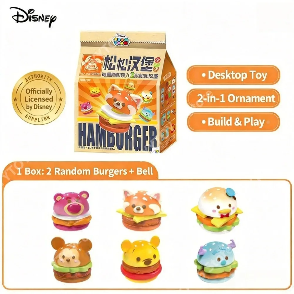 

Disney Stackable Burger Series Plushie, ACG Toy Figure, Mini Stuffed Doll, Unique Mystery Box Surprise, Office Decor