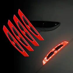 4X Car Door Anti-collision Strip Carbon Fiber Reflective Sticker Bumper Leaf Plate Universal Body Warning Decorative Sticker
