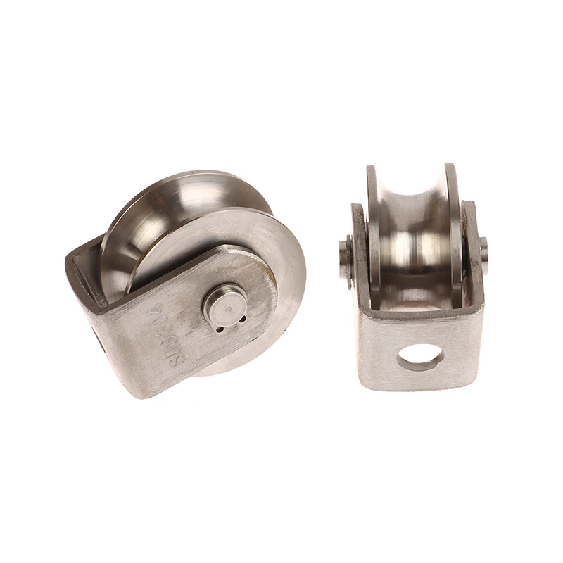 1pc Pulley Block U 304 Stainless Steel Pulley Roller Duplex Bearing Silent Heavy Duty Grooved Wheel  48mm Wheel Diamete