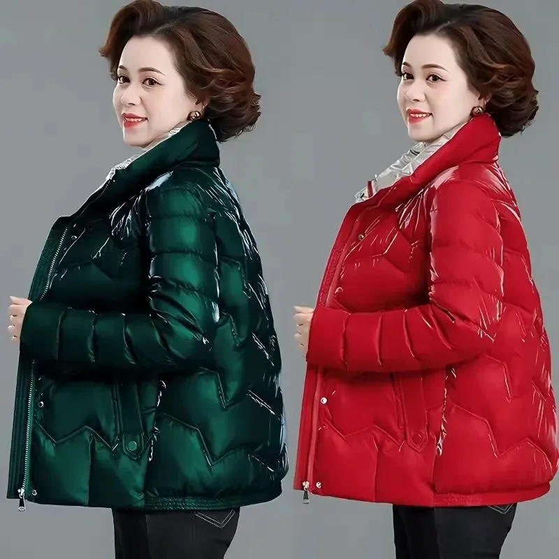 

2023New Warm Cotton Padded Coat Grade Joker Outwear Bright Washable Cotton-Padded Jacket Women Short Parkas Thickened Ladies Top