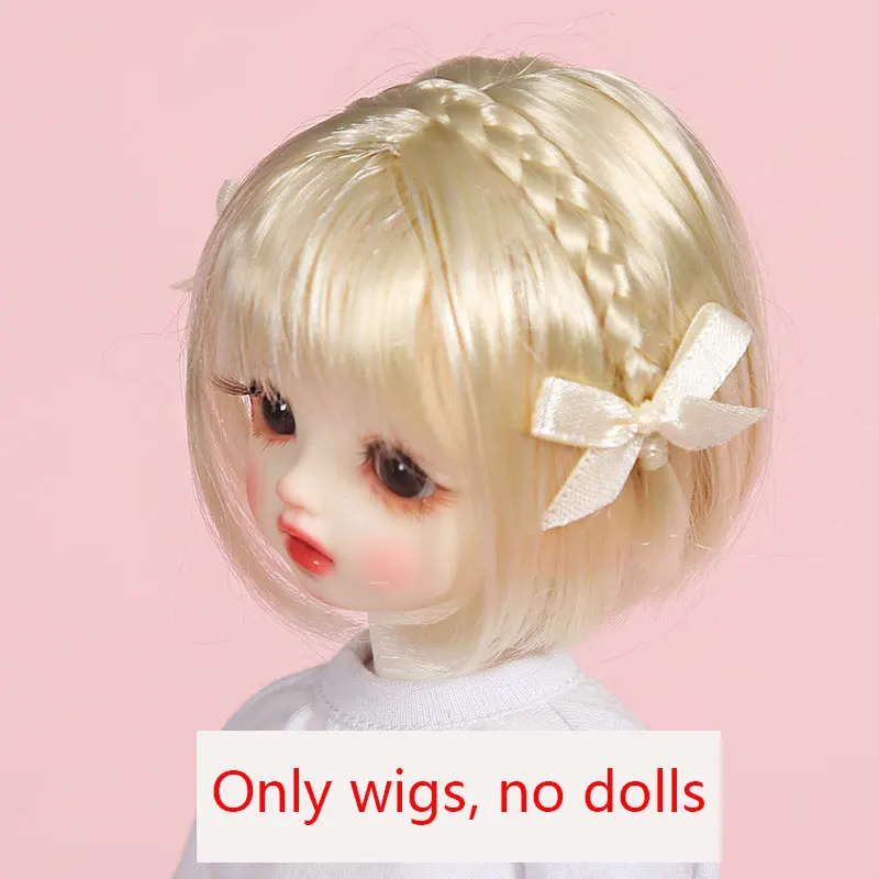 新1/6 bjd sd dd人形のかつら高温ピンクゴールデンピンクファッショ
