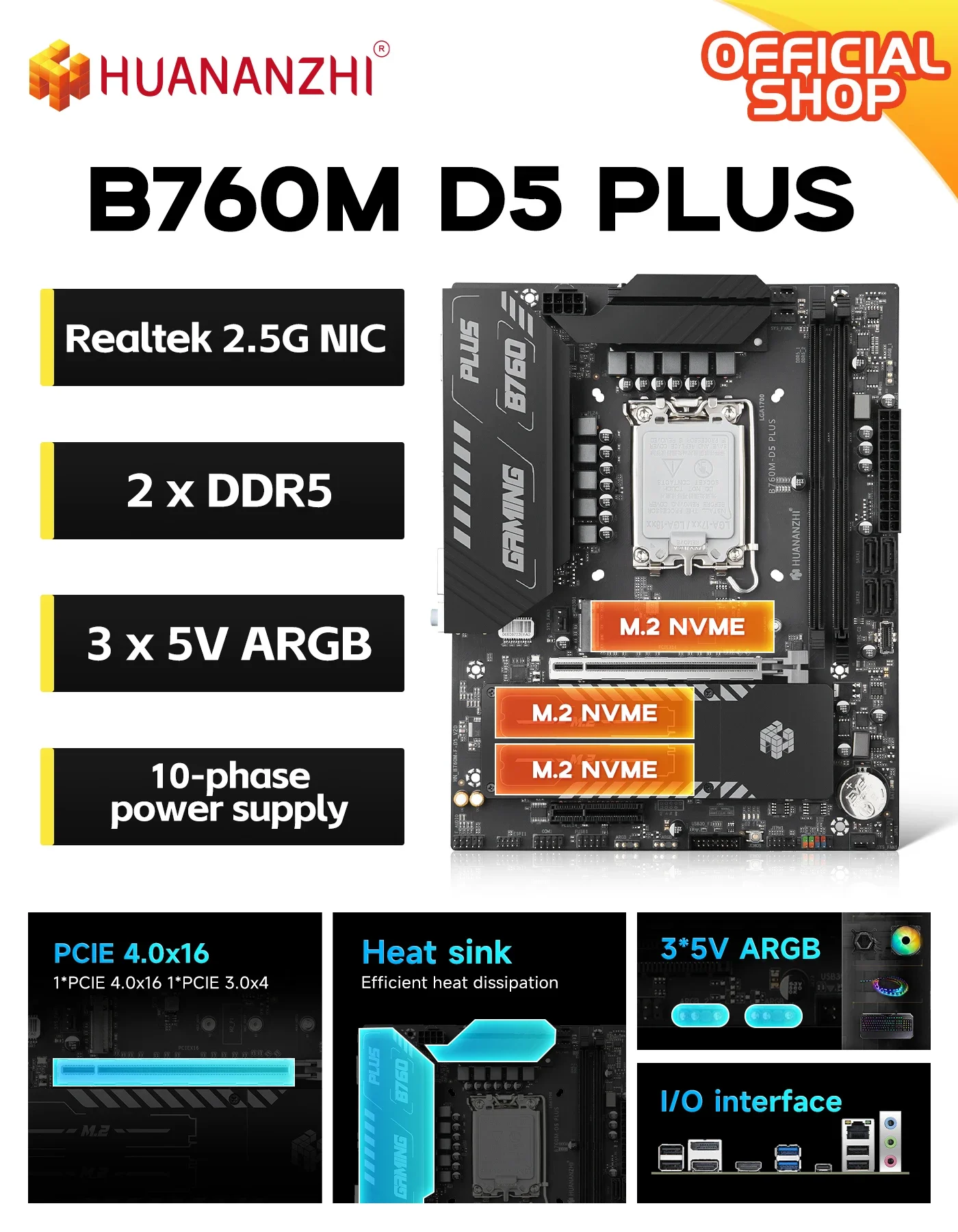 HUANANZHI B760M-D5 PLUS Mother - огляд і ціна Intel Cpu Core I9