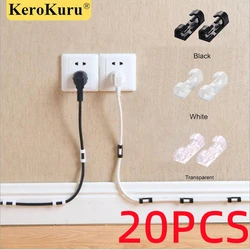 20/5Pcs Cable Clips Self-Adhesive Cable Organizer Cord Management System Cord Holder for Wire Management Desk Car Office Home