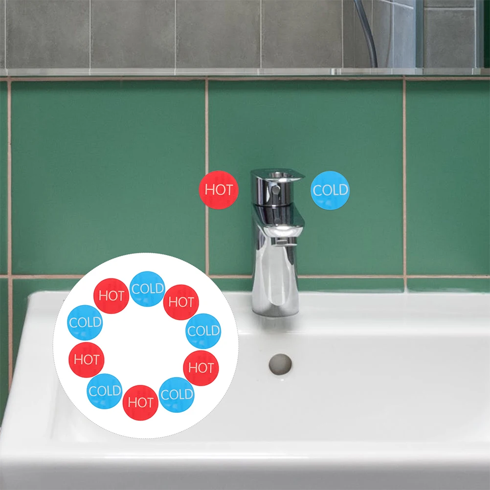 

20pcs Hot Cold Water Stickers for Faucet Bathroom Shower Indicator Labels Acrylic Material Durability Longevity Temperature