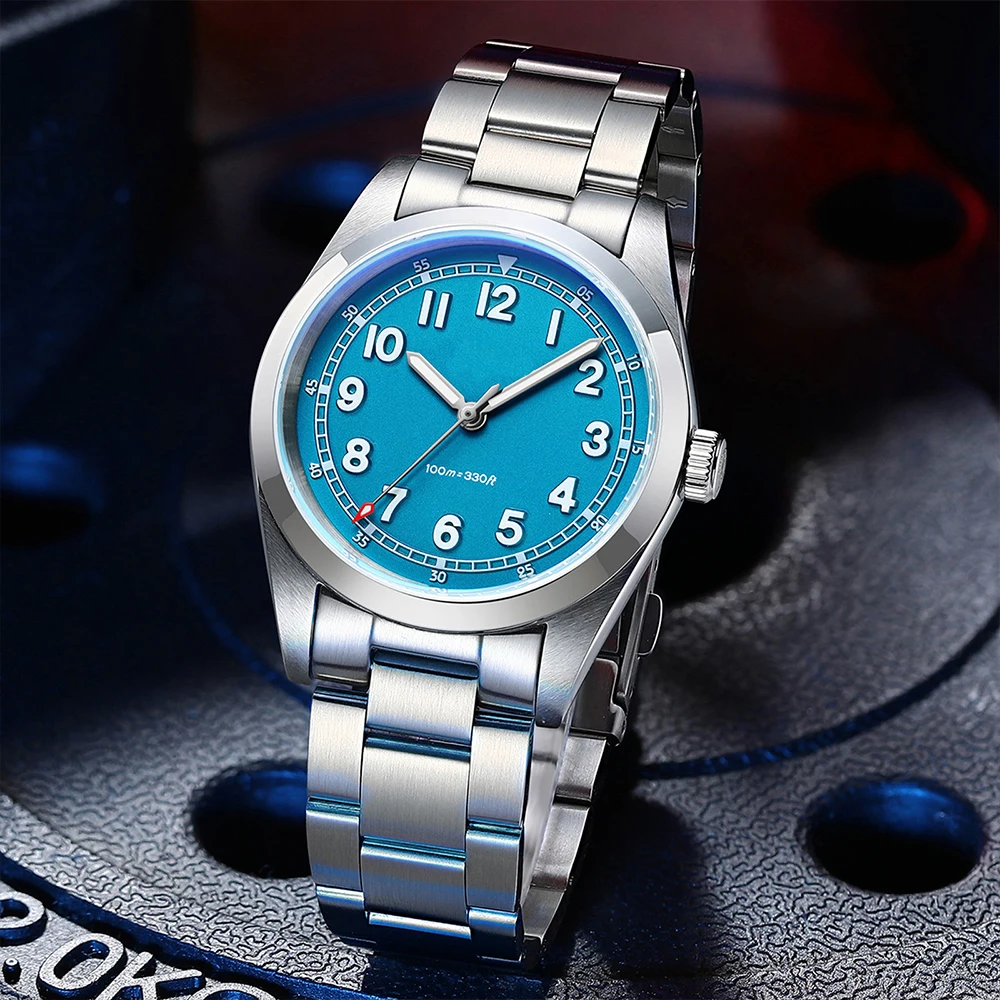 ADDIESDIVE Custom Watch Luxus-Saphir-Herren-Quarz-Armbanduhr DIY Steriles Zifferblatt Super 2035 Uhrwerk BGW9 Leuchtend 100 m wasserdicht