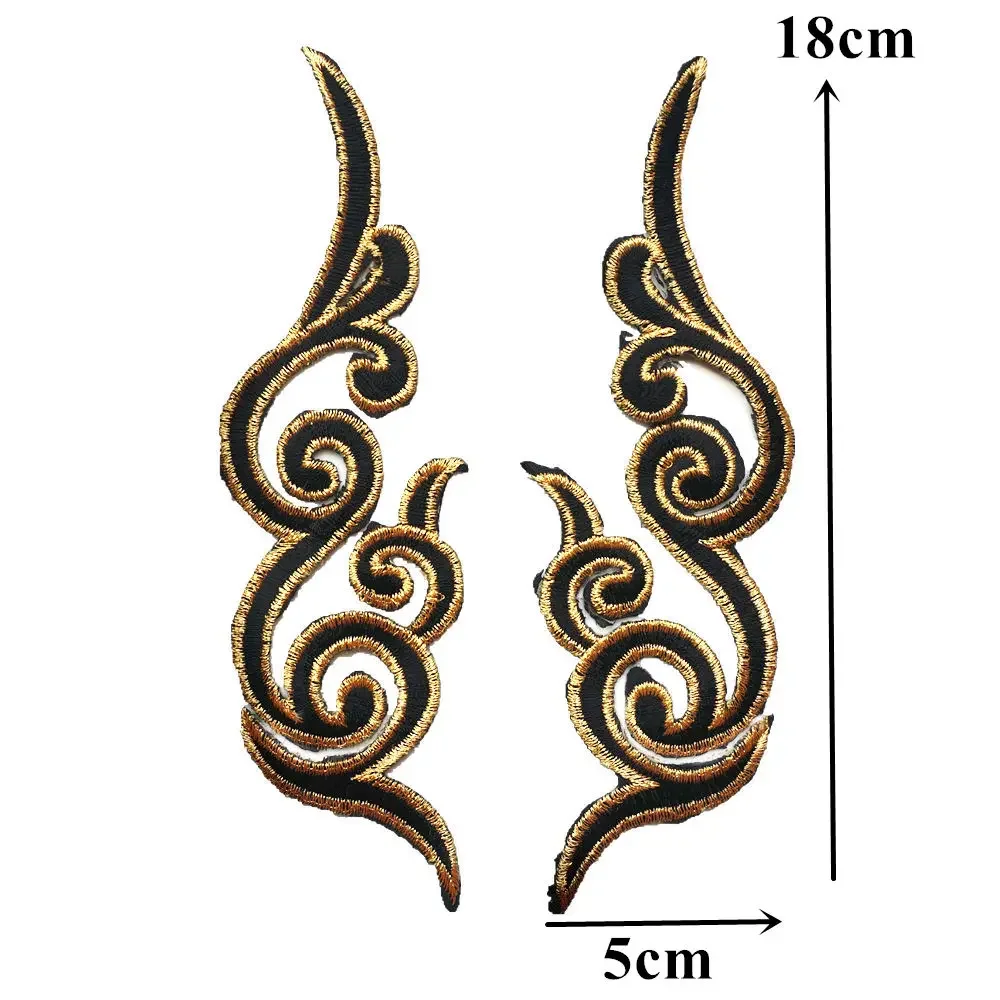 2PCS Gold Silver Black Patches Totem Sew Iron On Badges Embroidered Appliques Gypsy Bohemia For Clothes DIY Craft Decoration