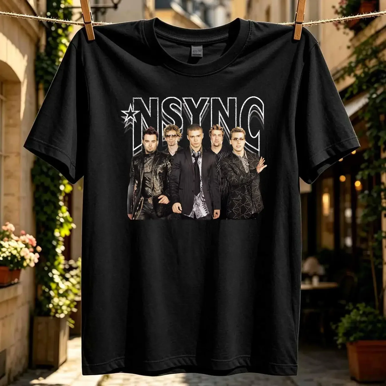 washed T Shirt Women's NSYNC Rocker Band Pose vintage Washed Slightly Versatile Soft Stylish graphic homme Comfortable