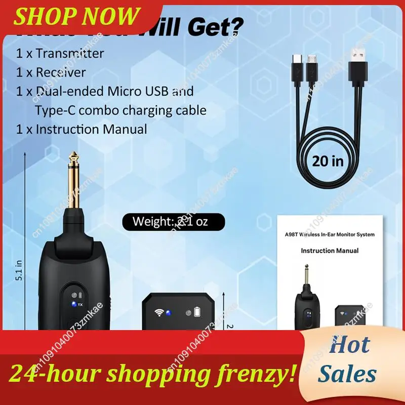 Daily Sale Wireless Guitar System Rechargeable 2.4G Digital Guitar Transmitter Receiver For Electric Guitar Bass Violin Accessor view 6