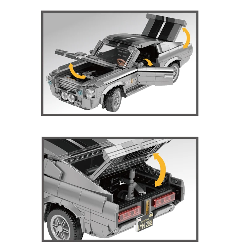 Retro Building Block Toy Ford Mustang Shelby GT500 Building Block Toy Set (925pcs) Birthday Gift/Christmas Gift view 3
