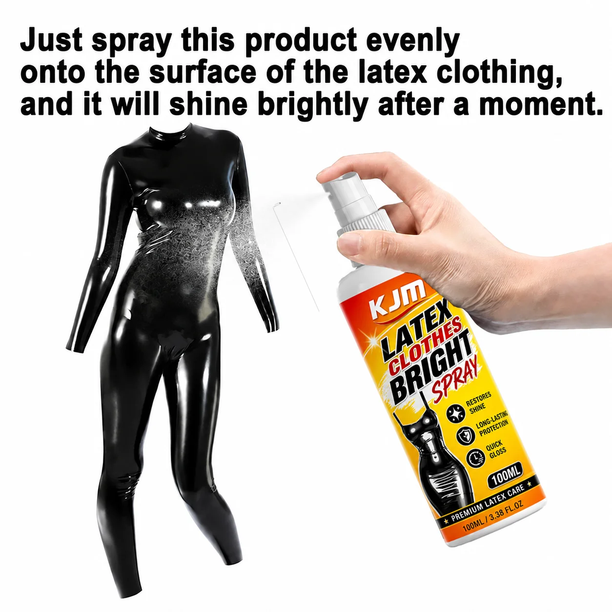 KJM Rubber Latex Garment Gloss Spray Surface Luster Restorer Brightening Polish for Cosplay Latex Outfit Apparel Maintenance