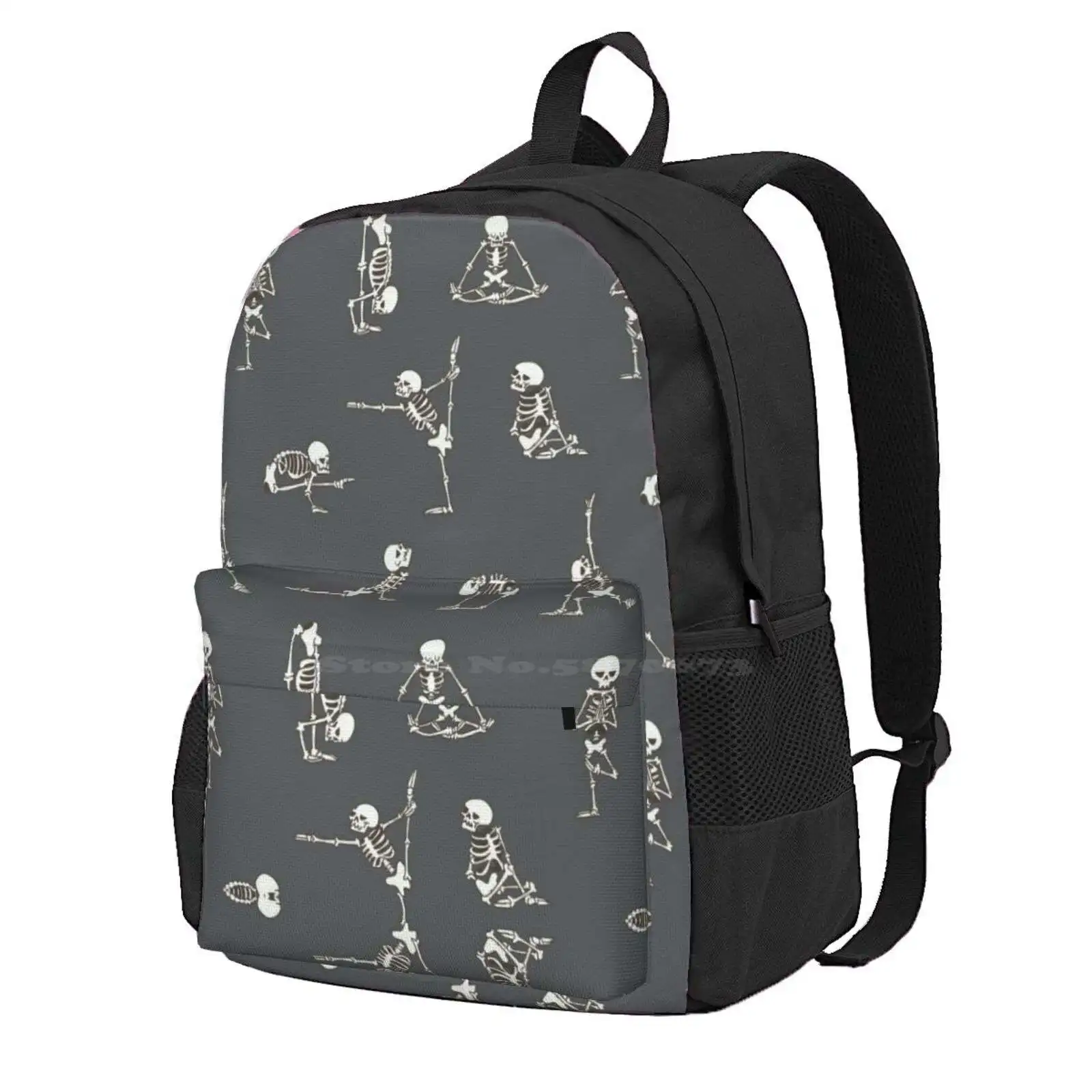 Skeleton Yoga Gray Hot Sale Schoolbag Backpack Fashion Bags Skeleton Yoga Horror Halloween