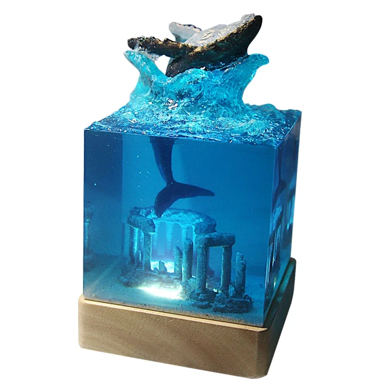 Merchandise Marine Resin Epoxy Ornament USB Healing Delicate Desktop Night Light Birthday Couple Gift Souvenir