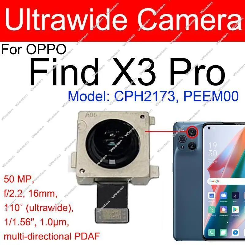 Rear Main Front Camera For OPPO Find X3 Pro Find X3pro Front Selfie Back Camera Microscope Camera Flex Cable Parts