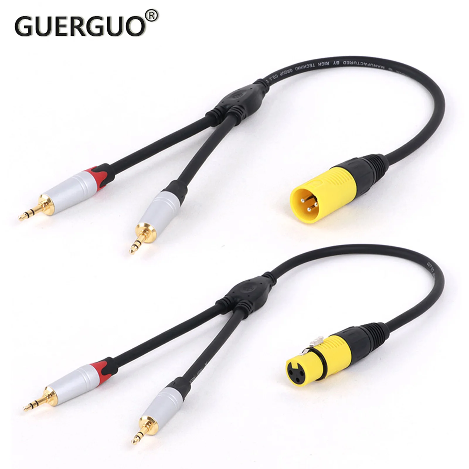 

High Quality XLR Female/Male to Dual 3.5mm Stereo Male Jack Y-Splitter Microphone Cable For Mixer Speakers Amplifiers 0.3m-0.5m