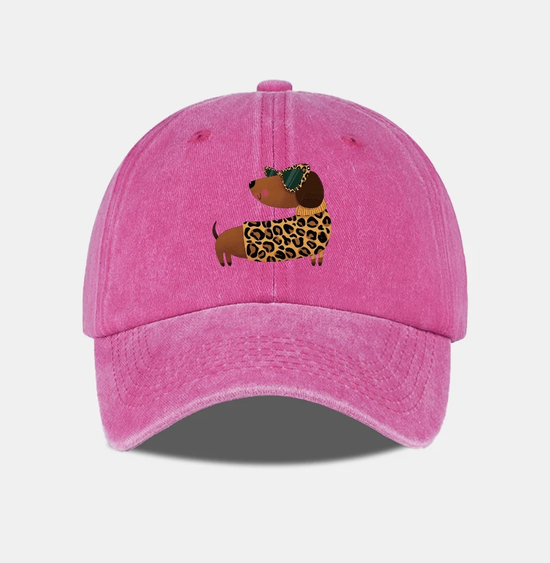 Niedliche und coole Baseballkappe mit Leopardenmuster und Dackel-Motiv – verstellbarer, atmungsaktiver Sonnenhut, perfekt für den alltäglichen Freizeitgebrauch – Detail 4