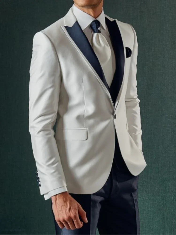 

White Italian Men Suit Wedding Suits For Men Groom Prom Jacket Slim Fit 2 Piece Tuxedo Custom Gentle Blazer Sets Terno Masculino