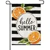 Summer Garden Flag Orange Slices Black Stripes Hello 12x18 Inch Polyester Double Sided Printed for Season Outdoor Lawn House llz