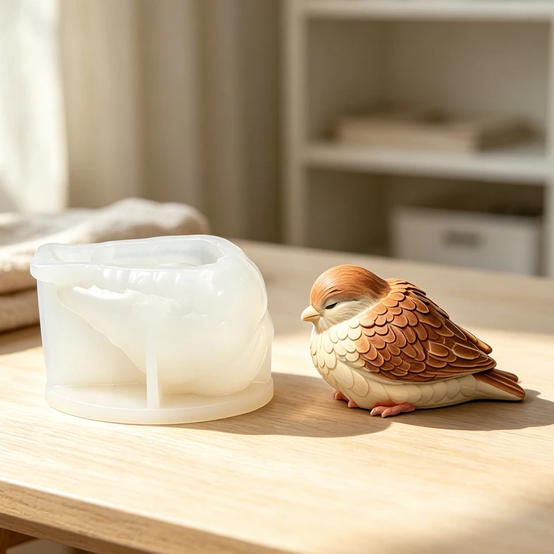 3D Bird Silicone Candle Mold Parrot Sparrow Aromatherapy Wax Soap Plaster Crafts Resin Mold Desktop Ornament Home Decoration
