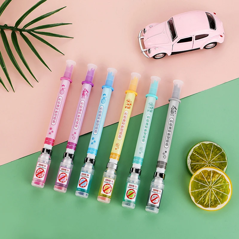 Creative Cute Pen Simulation Syringe Gel Pen Realistic Syringe Shape Ballpoint Pens Kawaii School Office Stationery Accessories