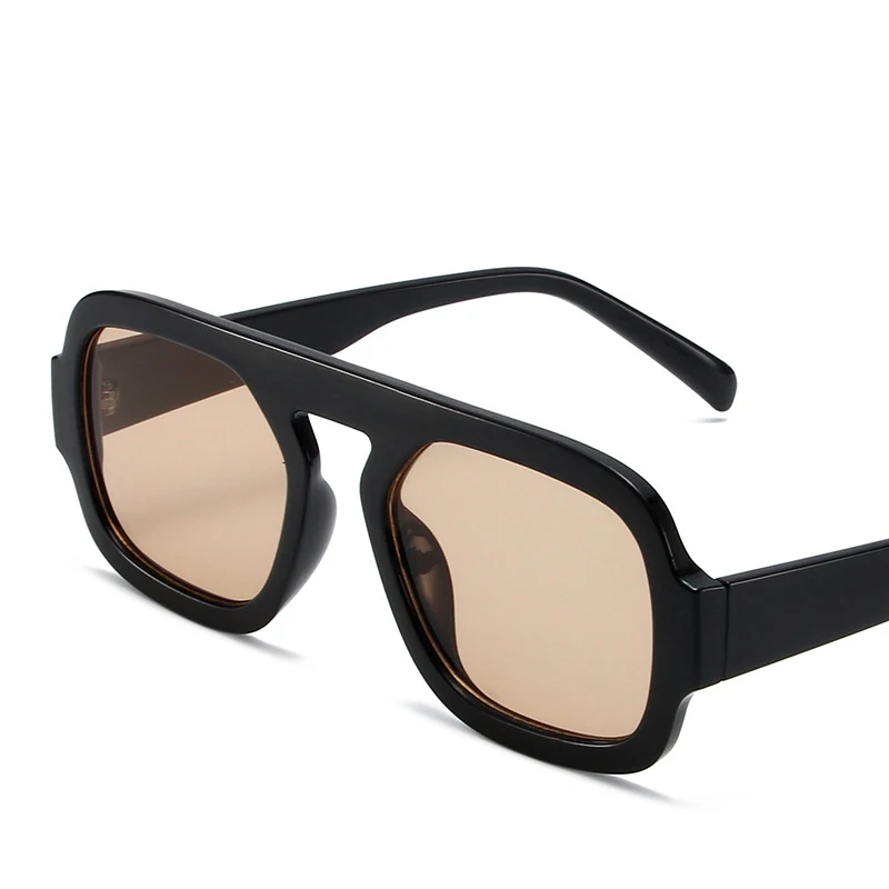 Fashion Square Sunglasses Women 2024 New Retro Black Brown Thick Frame Pilot Sun Glasses Woman Chic Polygon Leopard Shades UV400