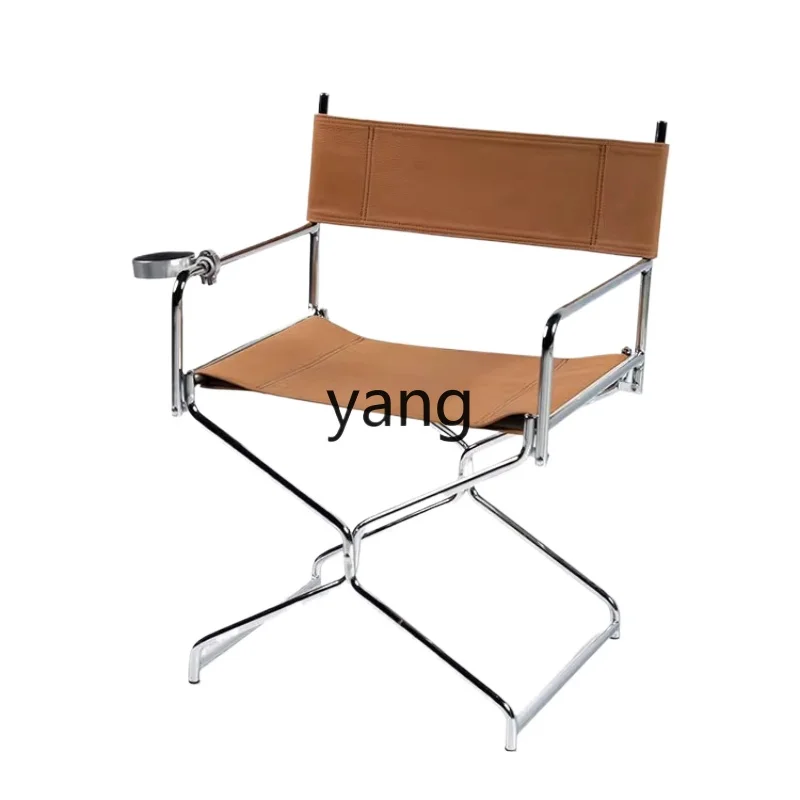 LTT outdoor camping folding chair ethnic style embroidery vegetable tanned leather home leisure chair