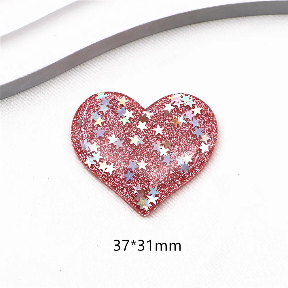 10pcs Kawaii Resin Glitter Star/Heart Flatback Cabochon Art Supply Decoration Charm Craft DIY Accessories