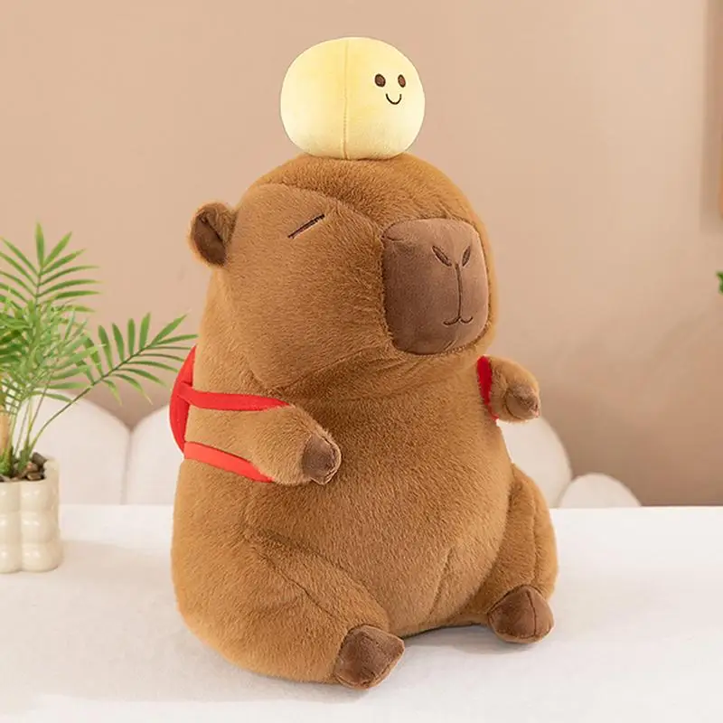 Capybara ตุ๊กตาน่ารักการ์ตูนตุ๊กตาสัตว์ Plush Soft 13.78 นิ้วตุ๊กตา Plush ของเล่นตุ๊กตาปิงปองกระเป๋าเป้สะพายหลังโรงเรียนอนุบาลบ้าน