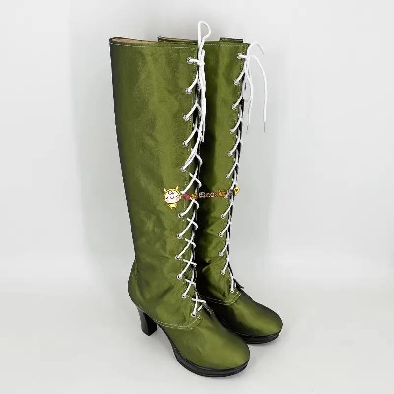 Dragon Quest 11 Jade Cosplay zapatos de disfraz Anime verde botas de piel sintética hechas a mano