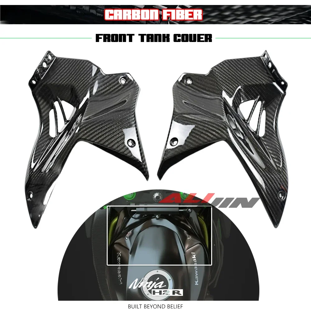 

Real Dry Carbon Fiber For KAWASAKI NINJA H2 H2R 2014-2023 Motorcycle Front Tank Side Cover Protector Fuel Gas Fairing Panel H2SX