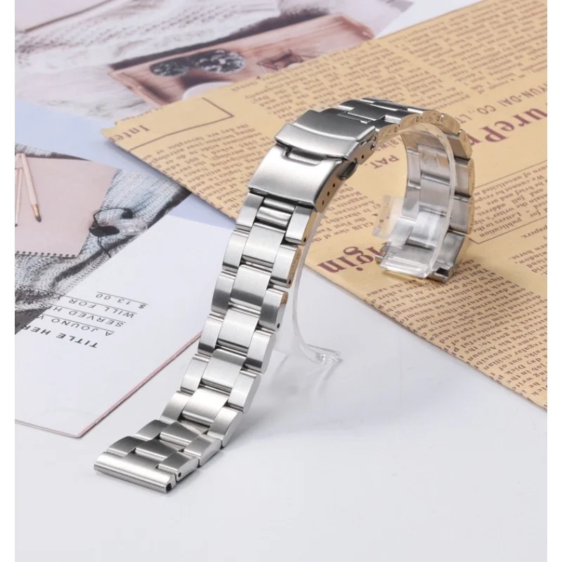 18mm 20mm Big Size Stainless Steel Watch Strap for Seiko Diving Band Solid Extra Length Metal Band for Women Men's Bracelet