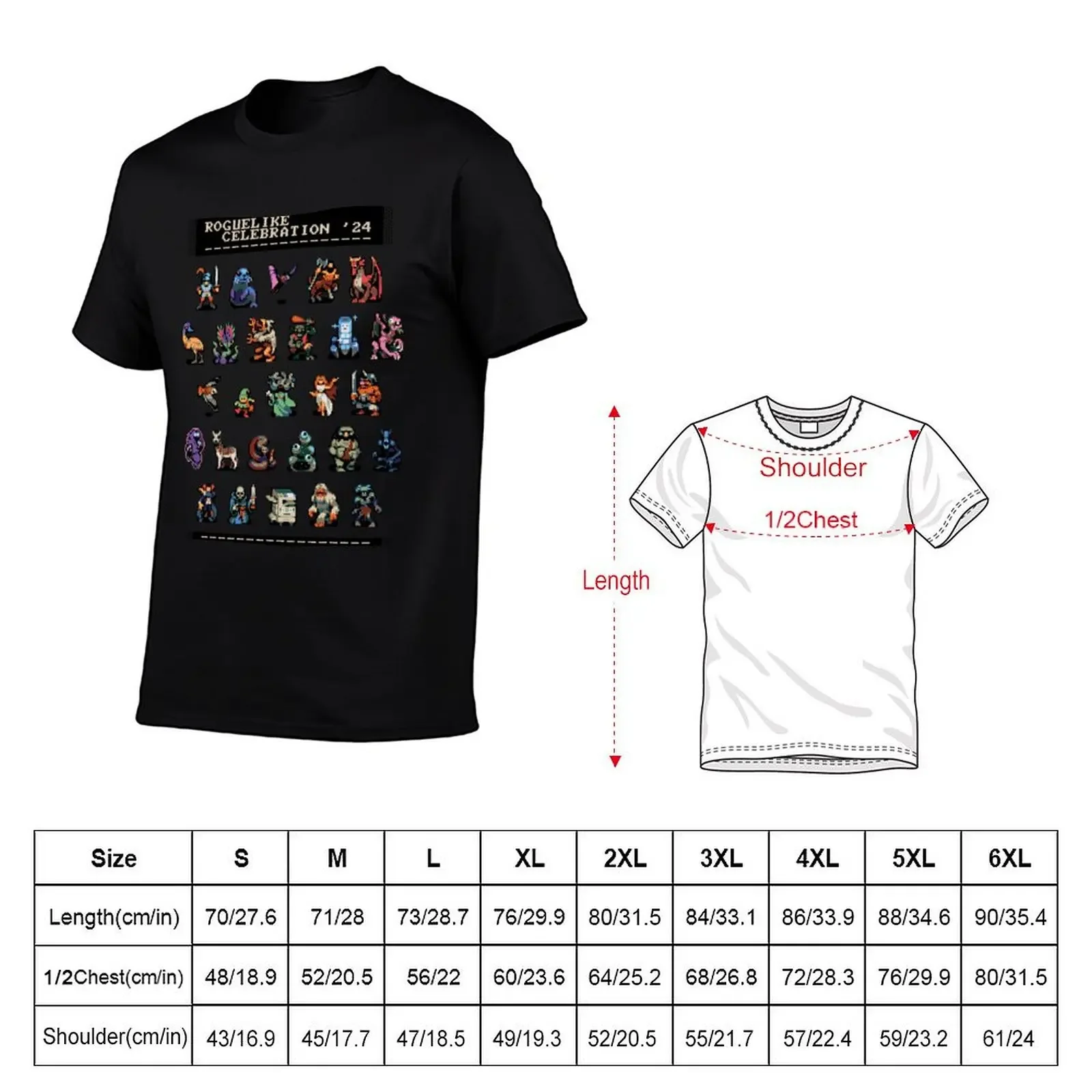 Roguelike Celebration 2024 (No Background) T-Shirt summer clothes graphic t shirts anime stuff mens white t shirts