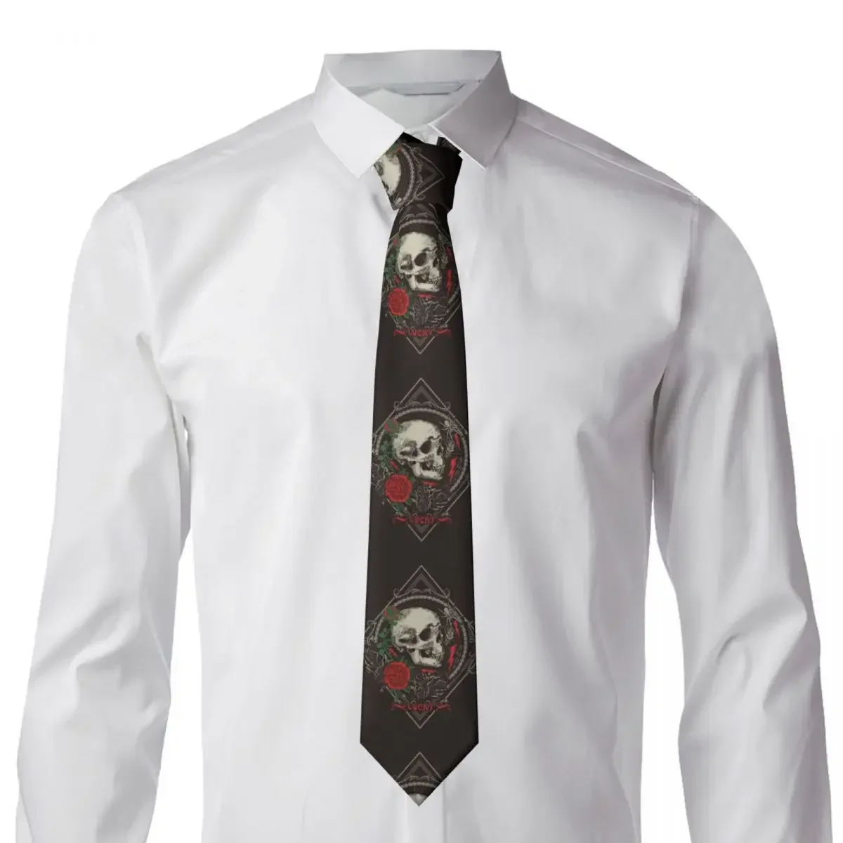 Mens Tie Slim Skinny Gothic Skull And Roses Necktie Fashion Necktie Free Style Men Tie Party Wedding