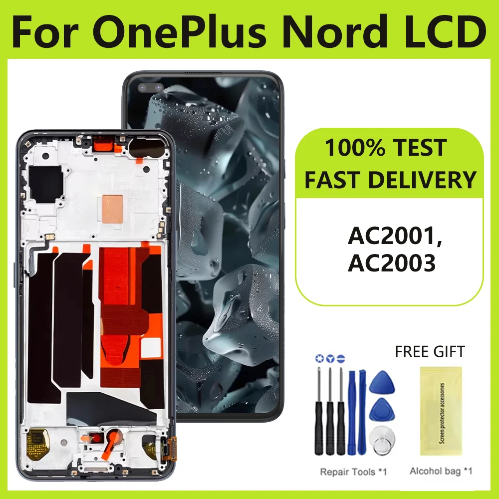 AMOELD For OnePlus Nord LCD Display Touch Screen 1+Nord AC2001 AC2003 LCD Digitizer Assembly Replacement