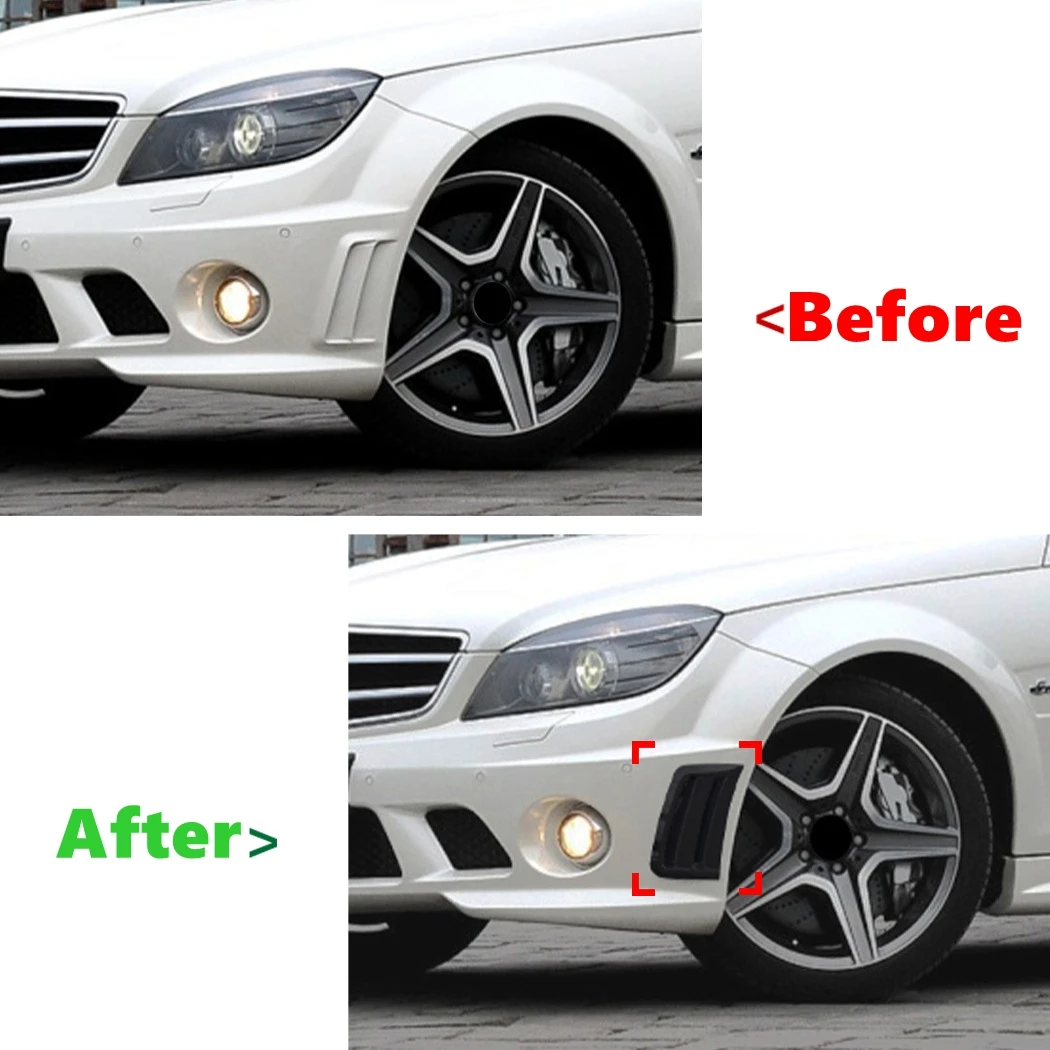 Car Front Bumper Splitter Side Spoiler Air Vent Wind Knife Body Kits For Mercedes Benz W204 S204 C63 AMG 2007-2010