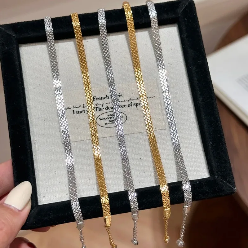 الكورية الحد الأدنى الرجعية الدانتيل حزام سوار للنساء بسيط فضي ذهبي أساور فاخرة الأزياء والمجوهرات الفتيات الإكسسوار #6