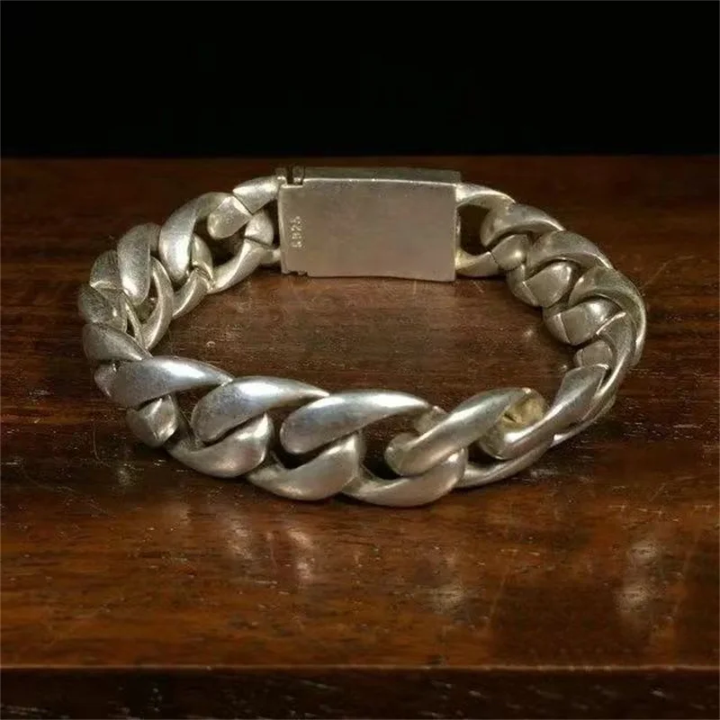 wholesale China Old Tibetan Silver Domineering Lion Bold String Bracelet Fashionable Personality Male and Female Couple Gift
