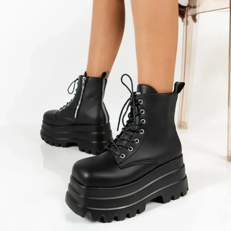 Women Boots Gothic Chunky Platform Motorcycle Boots Women  New Autumn Winter Shoes Punk Thick Bottom Fashion Ankle