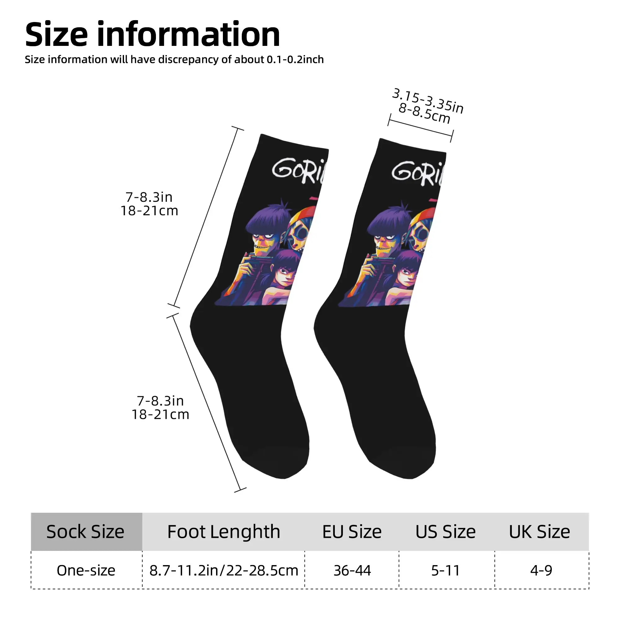 Gorillaz Stockings Adults Men  Socks Soft Breathable Fashion Socks Autumn Outdoor Non-Slip Pattern Socks Gift