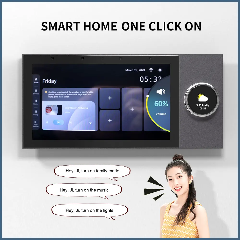 Anjielosmart WiFi Smart Home Painel De Controle, Integrado Tuya ZigBee, Gateway Bluetooth Interruptor Inteligente, Bloqueio Eletrônico, LCD HD