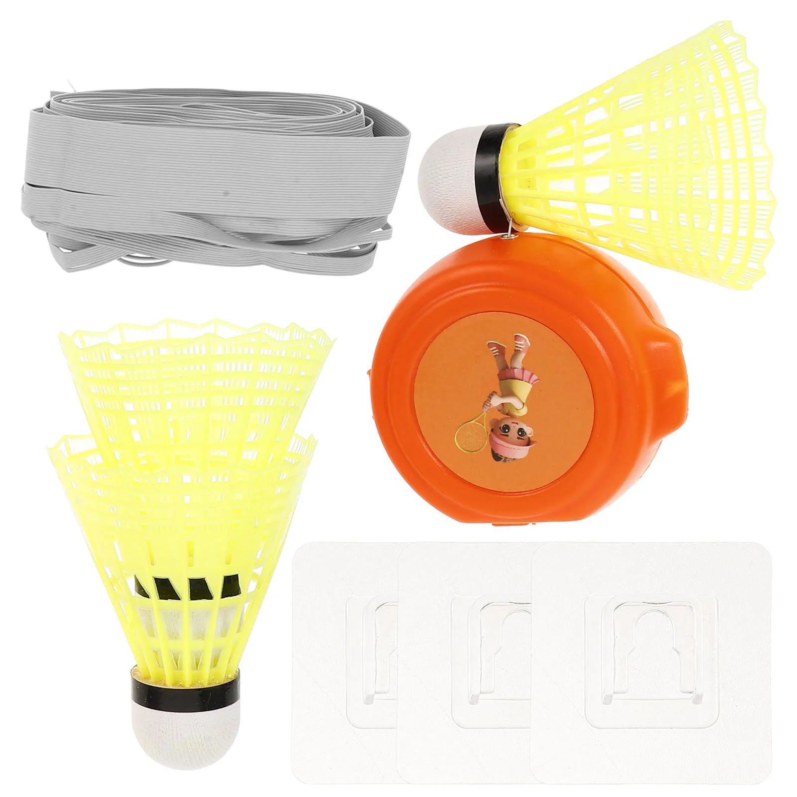 Badminton Trainer Yellow Plastic Self Training Tool for Solo Player Practice Set with Rebound Shuttlecock Elastic