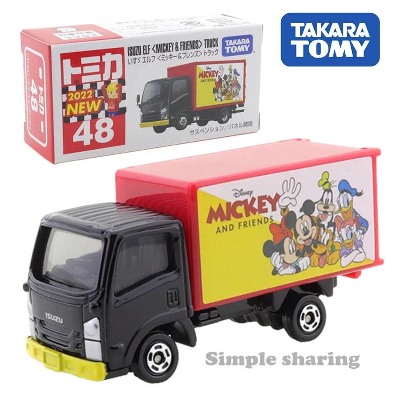 Takara Tomie Nr. 48 Isuzu Elf Mickey & Vrienden Vrachtwagen Auto 1:64 Kinderen Speelgoed Motorvoertuig Diecast Metaal