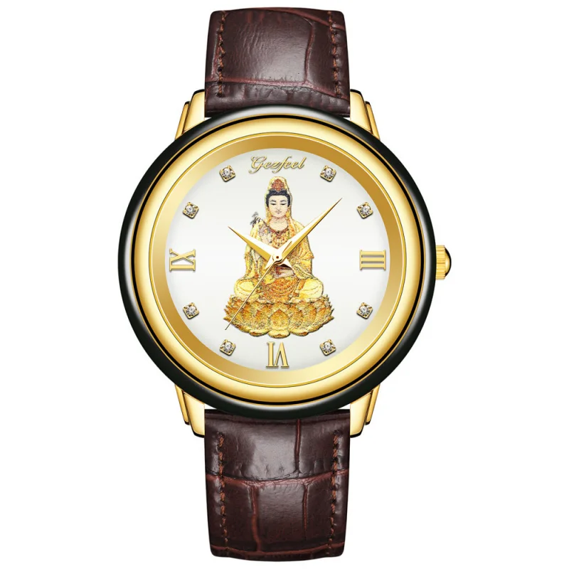 Natural Hetian Jade Watch Factory Direct Sales Live Stream Kuaishou Hot Selling Buddha and Guanyin Couple Watch