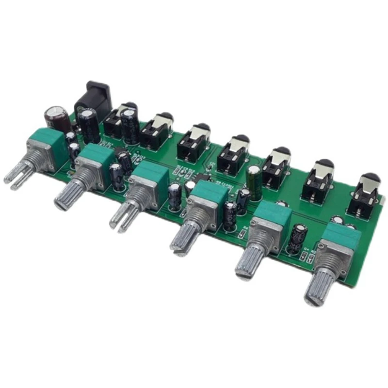 6 Ways Stereo Mixer Audio Distributor Mixing Board with Volume Control DC5-24V 1PC 6 Inputs 1 Output-ABFB