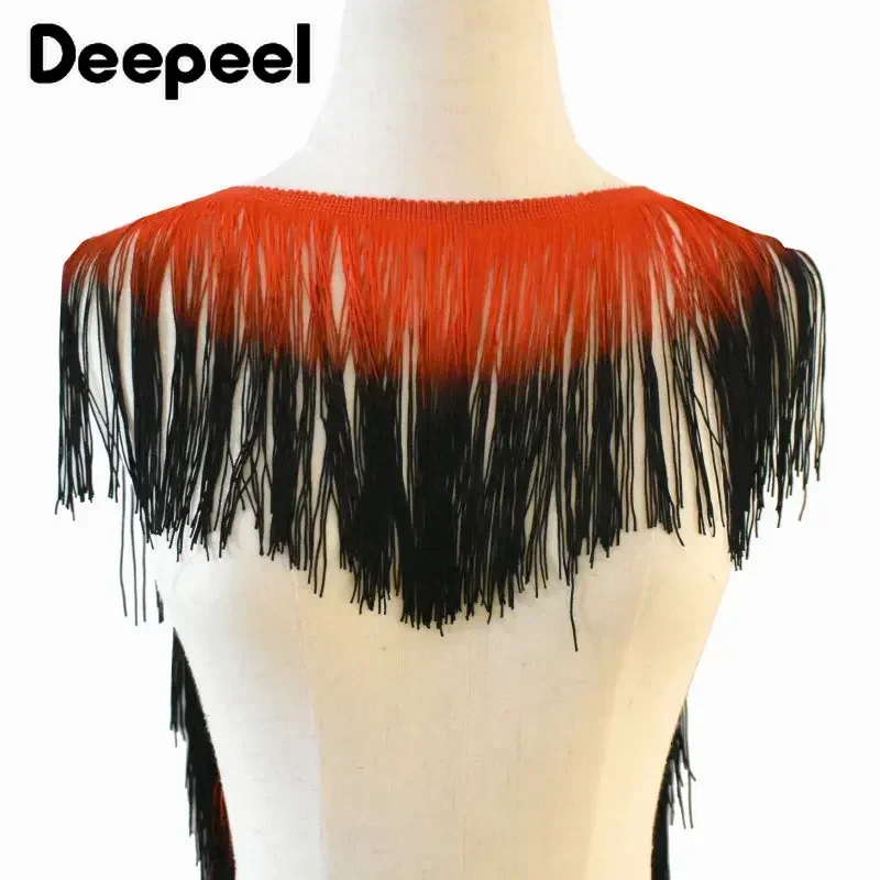 1Meter Deepeel 20cm Colored Tassels Fringe Latin Dress Ribbon Trim Lace Curtain Tassel Trimming DIY Bag Clothes Sewing Accessory