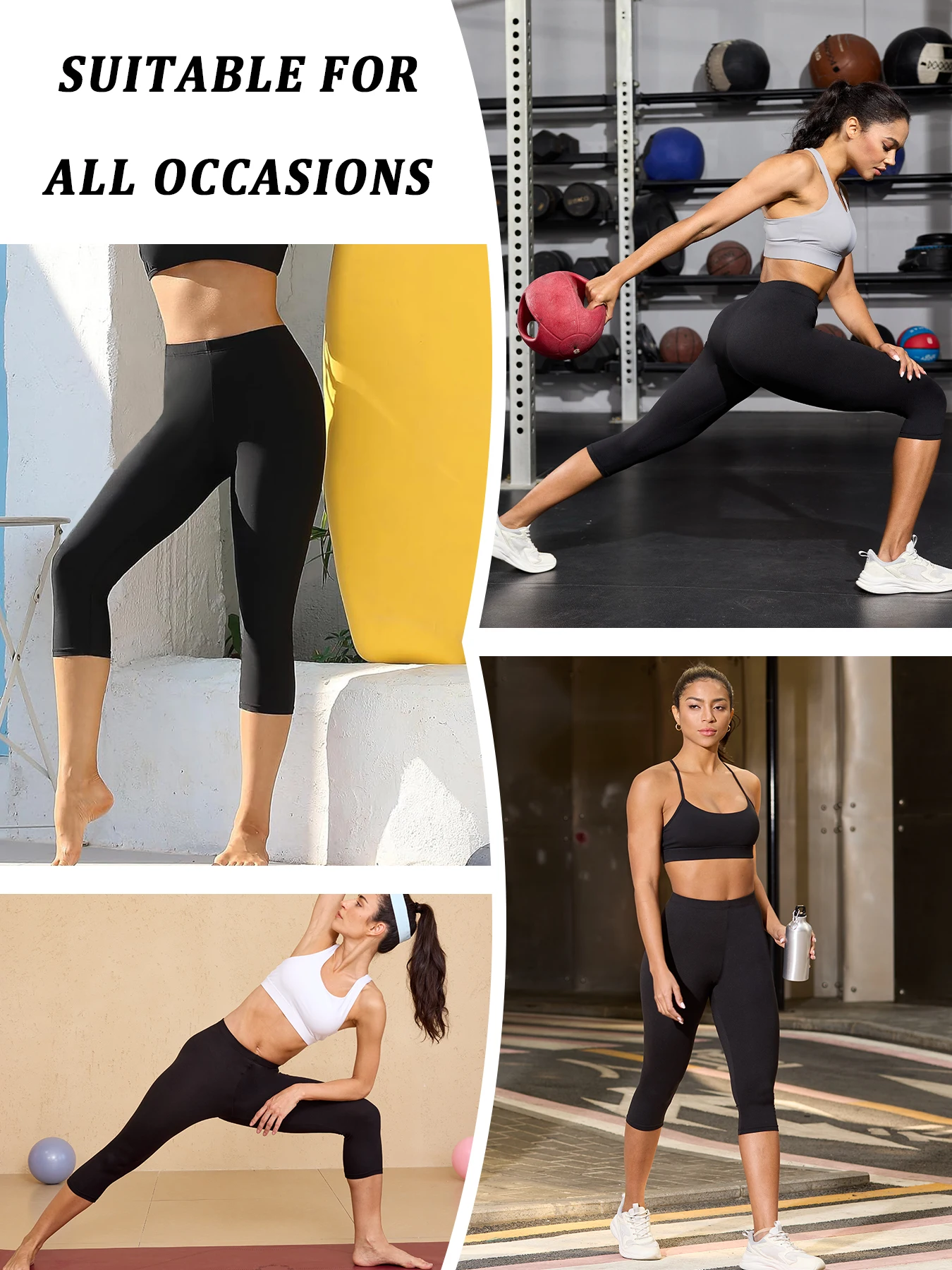 Pacote com 3 Leggings Femininas Super Macias, Alta Elasticidade, Respiráveis, Sem Transparência, para Exercícios, Corrida, Yoga, Push Up, Academia e Fitness